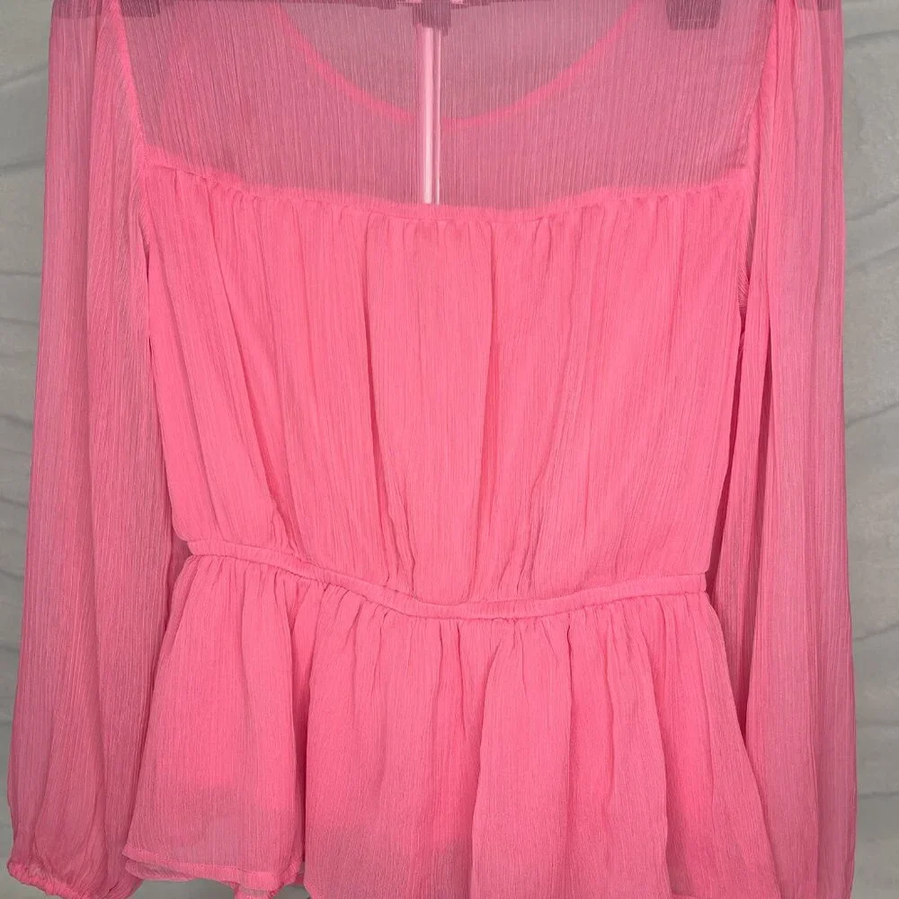 Venus Sheer Blouse Pink Chiffon Romantic Medium - Picture 4 of 7